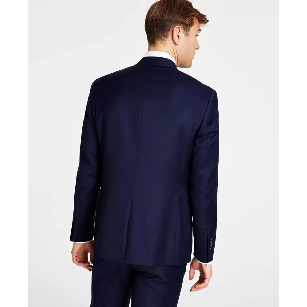 Michael Kors Mens Classic-fit 2-pc Suit Jacket Blazer Pants 42R 36W 30 Navy Wool